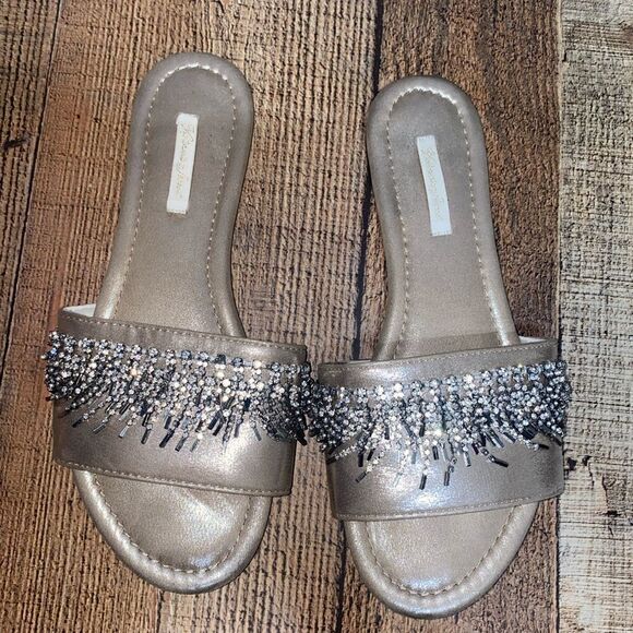 Victoria’s Secret rhinestone fringe slip on sandals - Picture 3 of 7